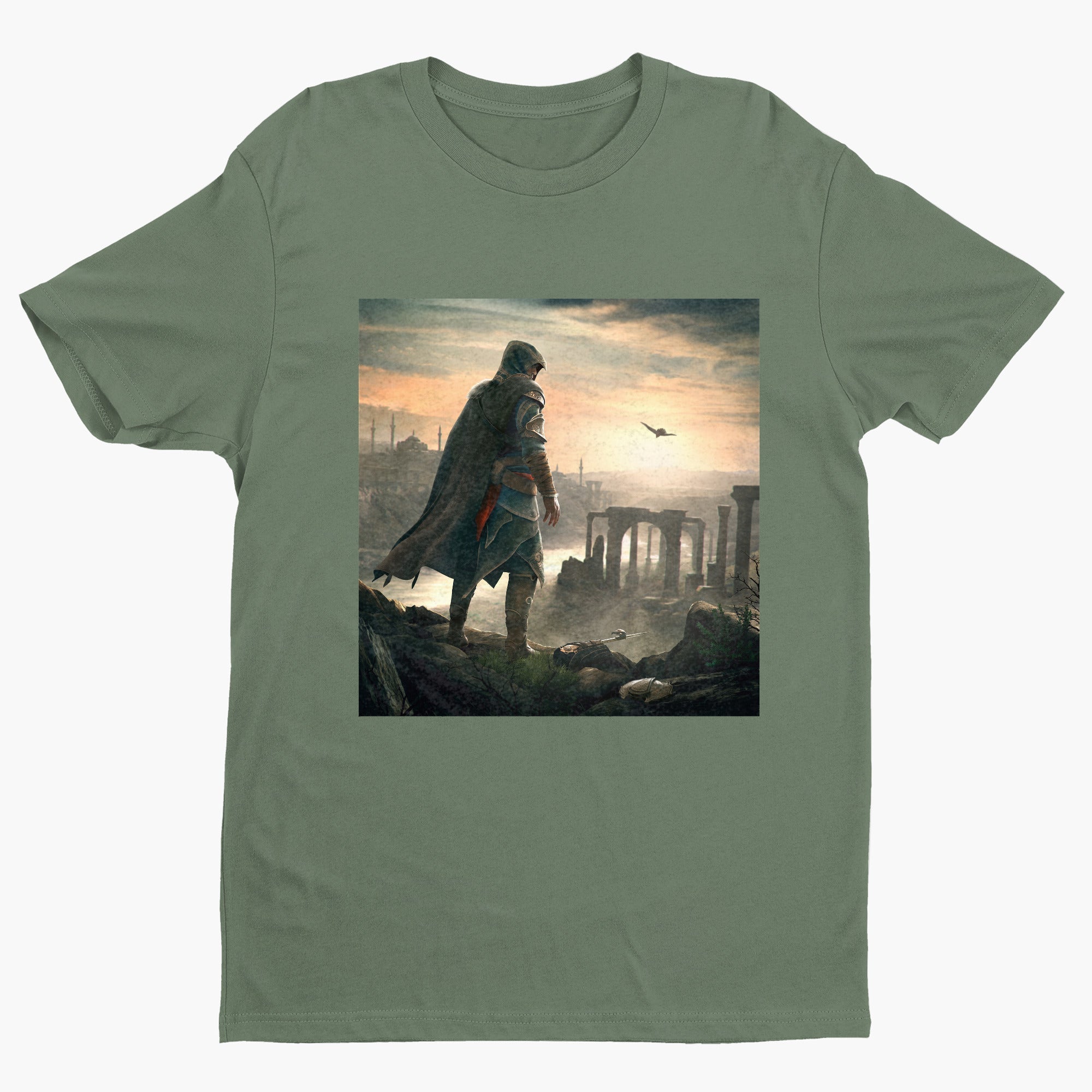 Assassin's Creed Revelations Ezio promo art tee - green unisex t-shirt, front view